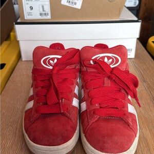 Adidas Red and White Women's Sneakers